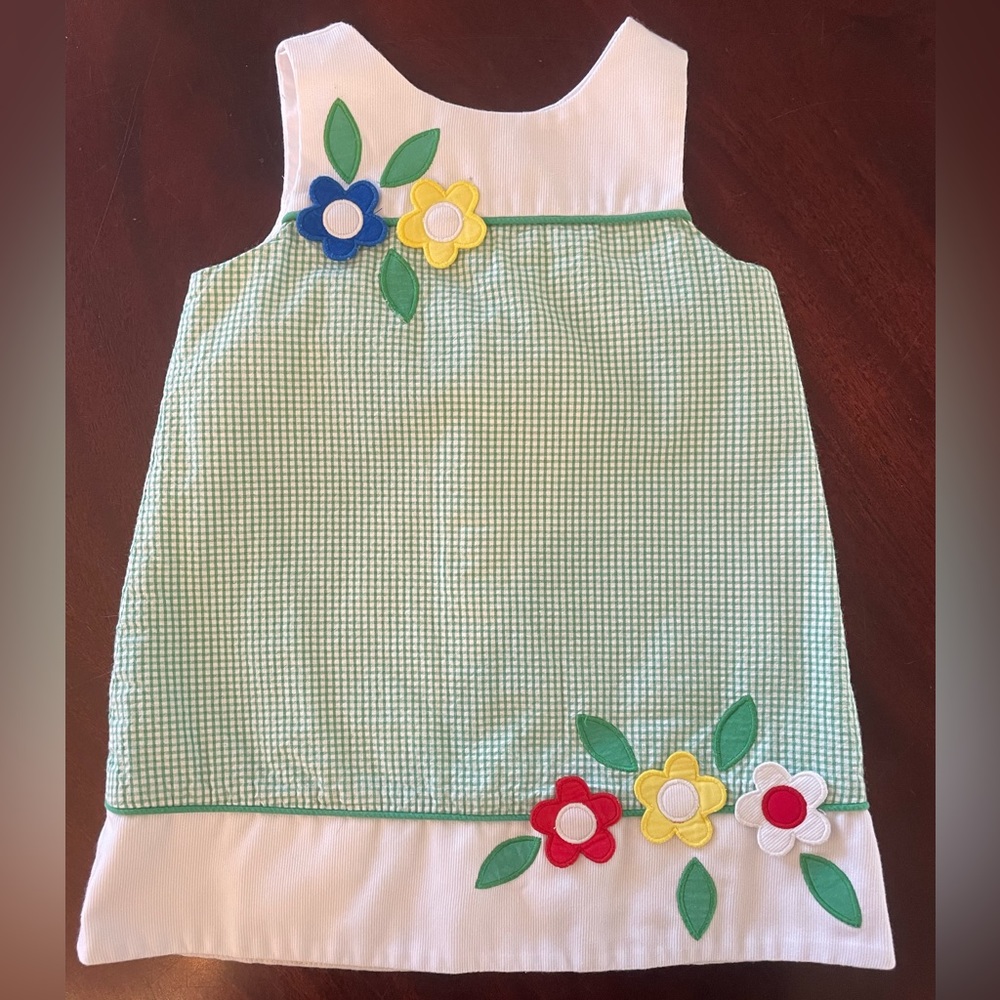 Florence Eiseman Girls Gingham Dress with Flowers